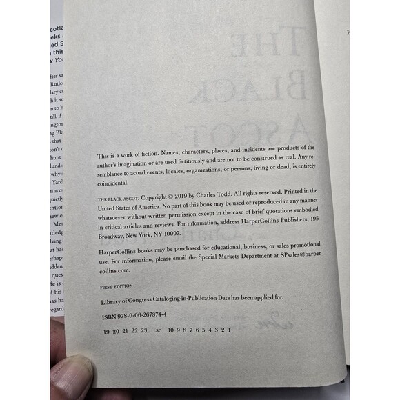 Charles Todd The Black Ascot 1st ed HC US Fine / Fine Ian Rutledge - Picture 6 of 11